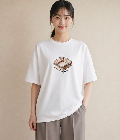 グラフィックTシャツ レディース チョコ 食べ物 フード イラスト シンプル 友達ギフト 部屋着 白T YMAZO