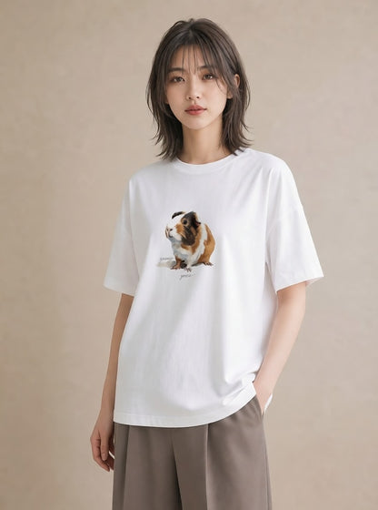 半袖Tシャツ レディース キンクマハムスター ペット 動物 イラスト きれいめカジュアル カフェ巡り 女子会 白T YMAZO