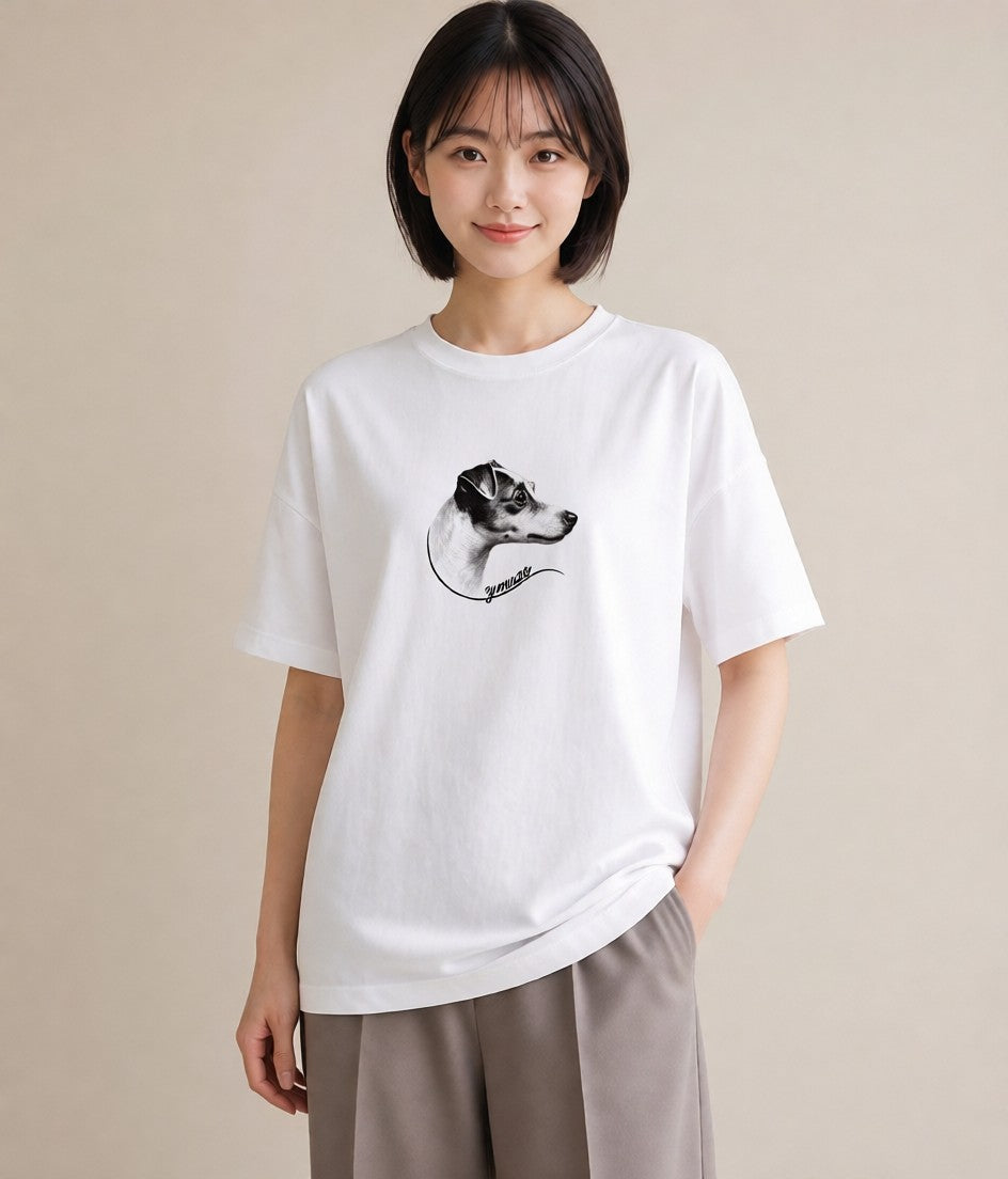 プリントTシャツ レディース ジャックラッセルテリア 犬 いぬ イラスト カジュアル 秋コーデ おしゃれギフト 白T YMAZO