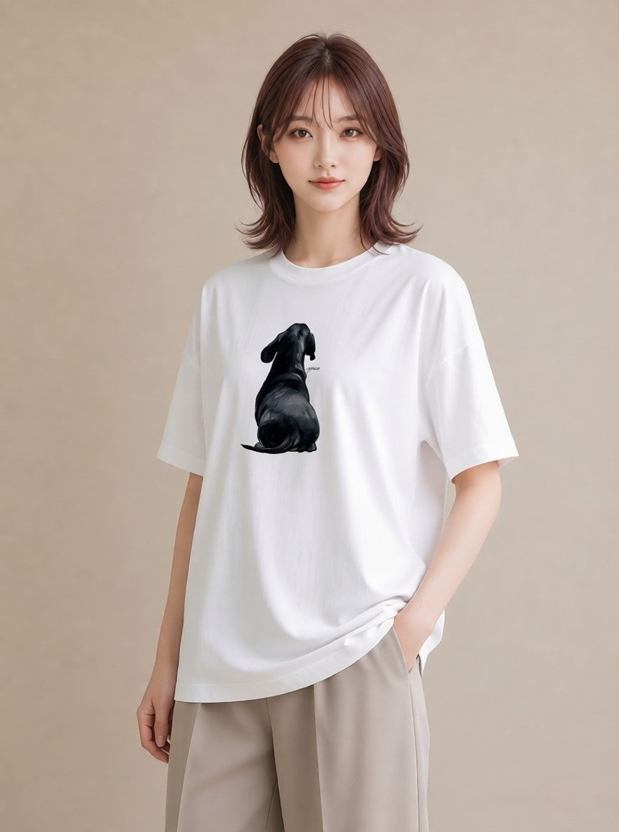半袖Tシャツ レディース ミックス犬 犬 いぬ イラスト 韓国風 カジュアルコーデ 買い物 白T YMAZO