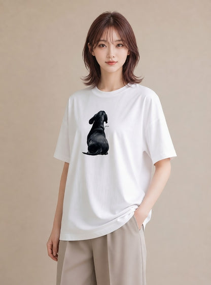 半袖Tシャツ レディース ミックス犬 犬 いぬ イラスト 韓国風 カジュアルコーデ 買い物 白T YMAZO