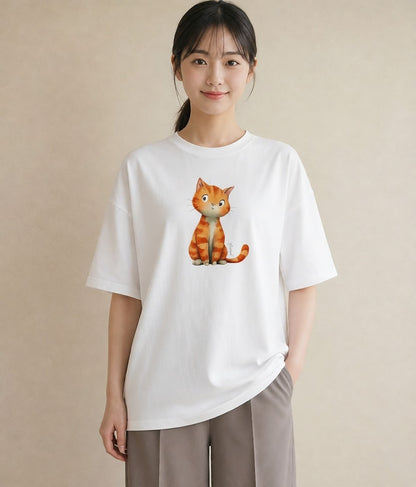 半袖Tシャツ レディース マンチカン 猫 ねこ イラスト 水彩風 女性向けギフト 散歩 白T YMAZO