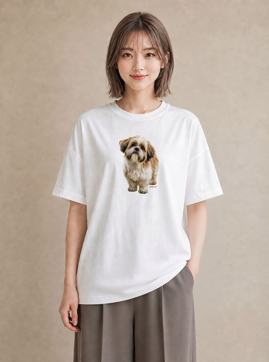 グラフィックTシャツ レディース 狆 犬 いぬ イラスト 敬老の日 ホワイトデー 白T YMAZO