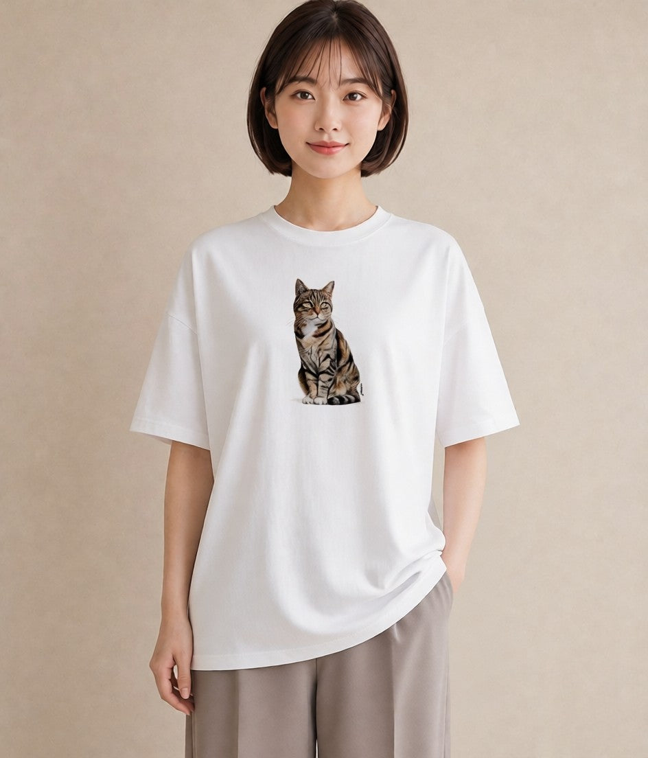 デザインTシャツ レディース ソマリ 猫 ねこ イラスト フェミニン 春コーデ 姉妹 白T YMAZO