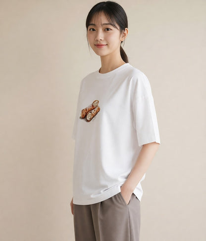 グラフィックTシャツ レディース どら焼き 食べ物 フード イラスト 北欧風 おしゃれギフト 社会人 白T YMAZO