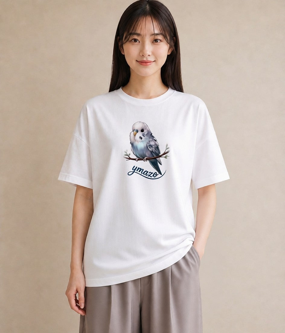 プリントTシャツ レディース 文鳥 ペット 動物 イラスト お洒落 帰省 ラフ 白T YMAZO