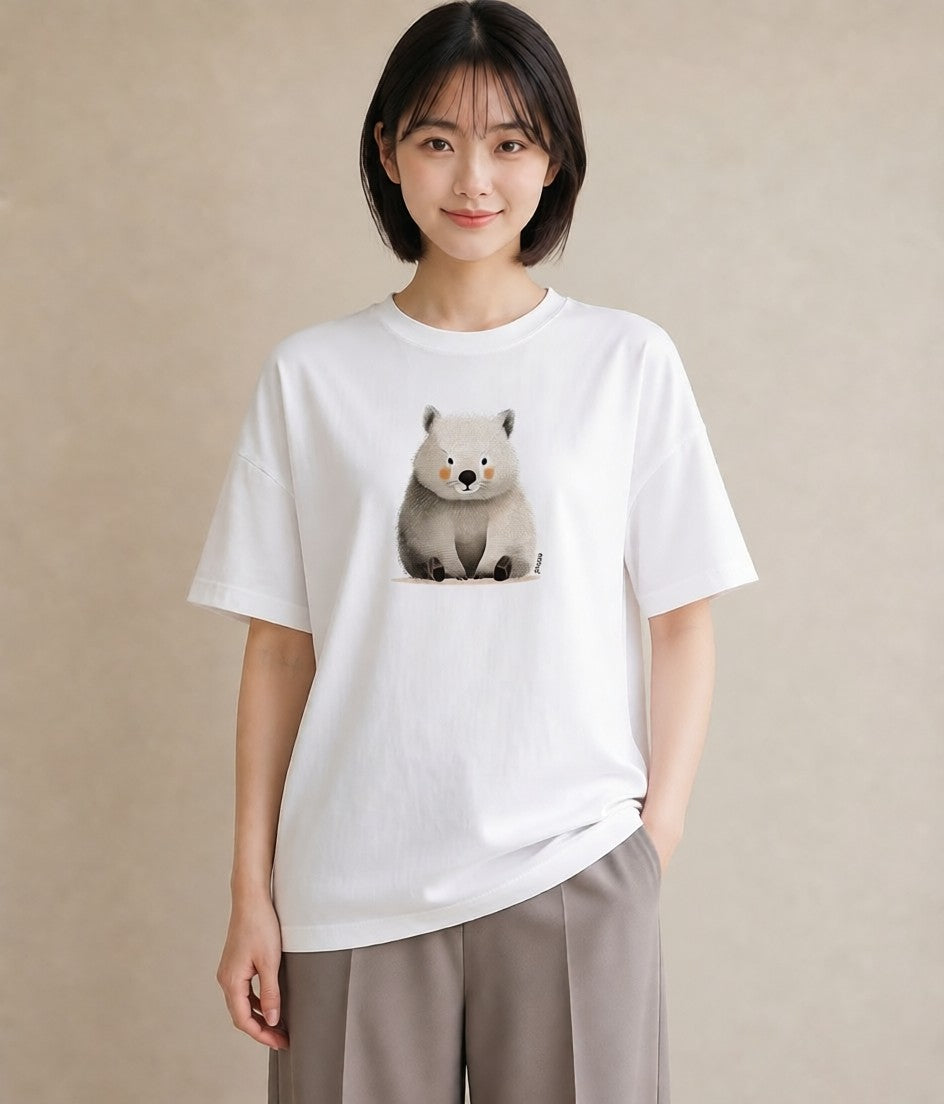 グラフィックTシャツ レディース チンチラ ペット 動物 イラスト こなれ感 普段着 週末コーデ 白T YMAZO