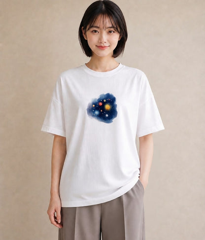 デザインTシャツ レディース 蠍座 星空 宇宙 イラスト ラフ 自分用 ルームウェア 白T YMAZO