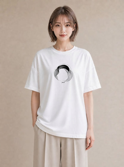 半袖Tシャツ レディース 幾何学 ミニマル ジオメトリック イラスト 北欧風 秋コーデ おしゃれギフト 白T YMAZO