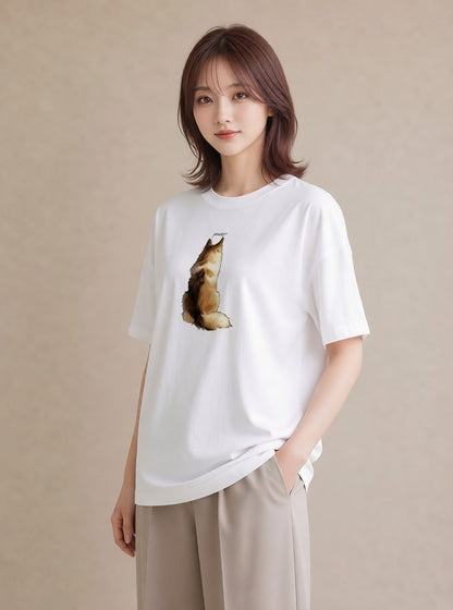グラフィックTシャツ レディース シャム 猫 ねこ イラスト きれいめ 週末コーデ 敬老の日 白T YMAZO