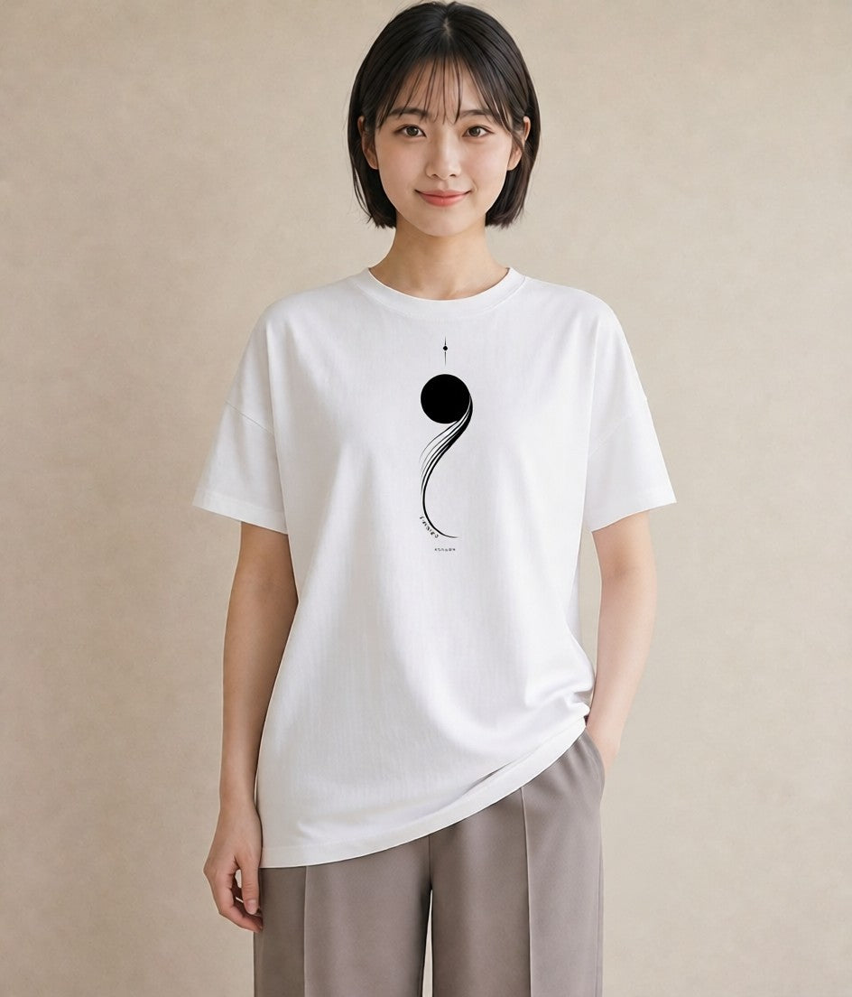 デザインTシャツ レディース 幾何学 ミニマル ジオメトリック イラスト ユニーク 夏コーデ 通学 白T YMAZO