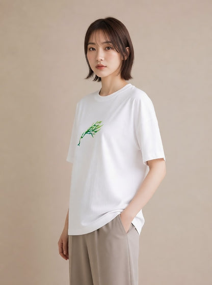 プリントTシャツ レディース ユーカリ 植物 ボタニカル イラスト 誕生日プレゼント 綿100 白T YMAZO