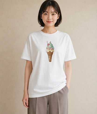 プリントTシャツ レディース マカロン 食べ物 フード イラスト ゆるかわ 旅行用 海 白T YMAZO