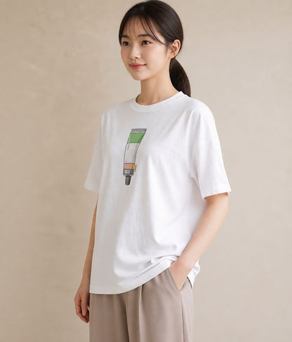 グラフィックTシャツ レディース ミルク 食べ物 フード イラスト アート風 海 カフェ巡り 白T YMAZO