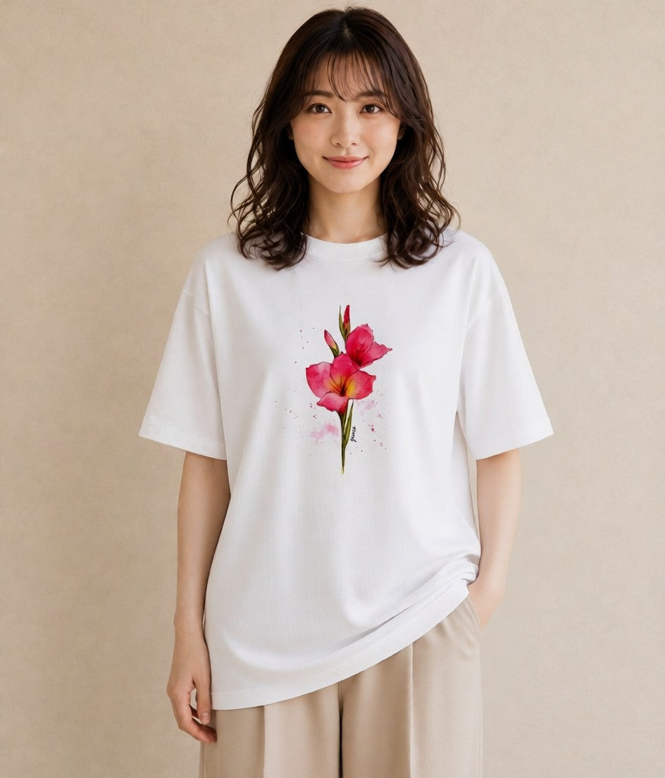デザインTシャツ レディース ポスト 野の花 レトロ ナチュラル アンティーク イラスト きれいめ 旅行 母娘コーデ 白T YMAZO