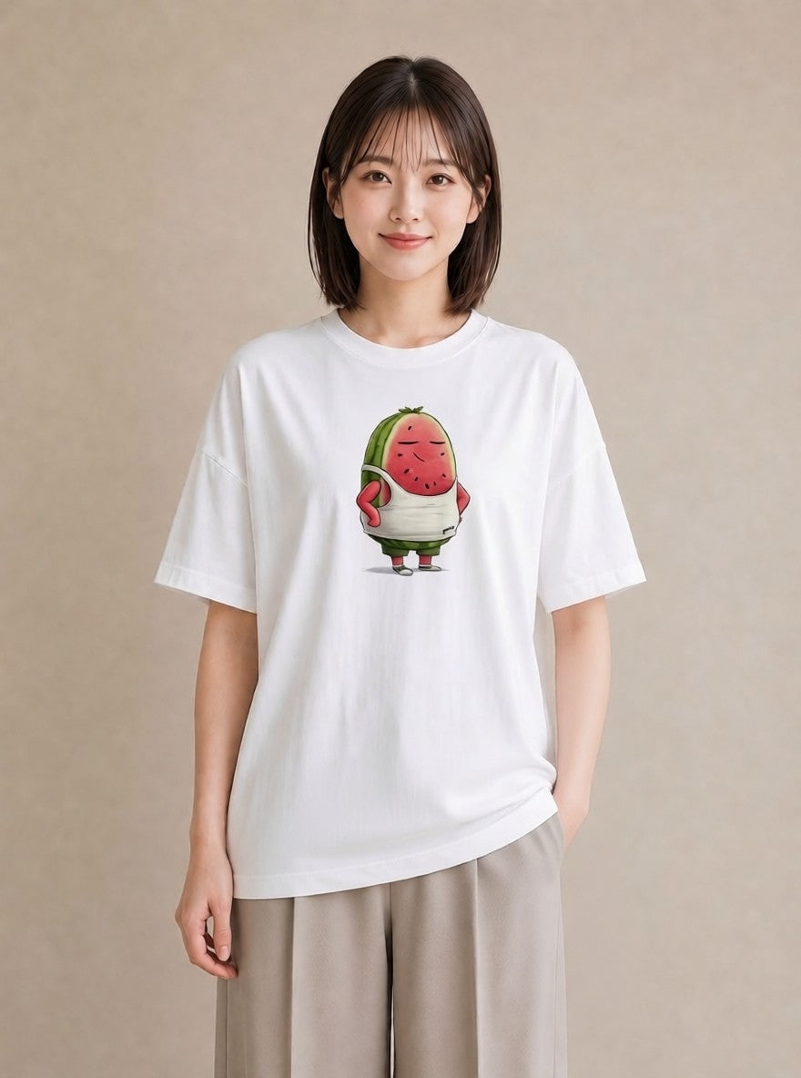 プリントTシャツ レディース すいか 食べ物 フード イラスト ボタニカル ルームウェア ギフト 白T YMAZO