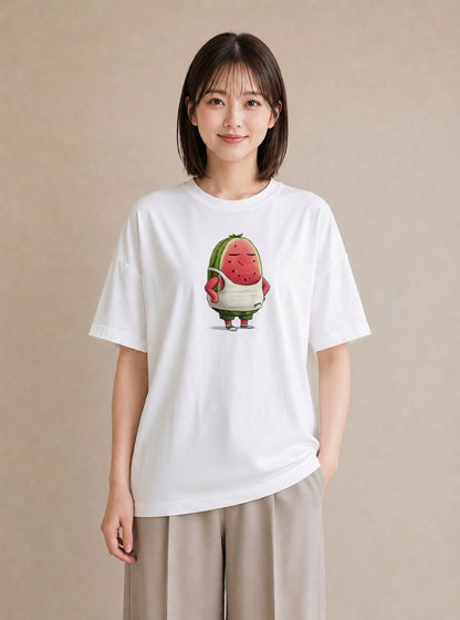 プリントTシャツ レディース すいか 食べ物 フード イラスト ボタニカル ルームウェア ギフト 白T YMAZO