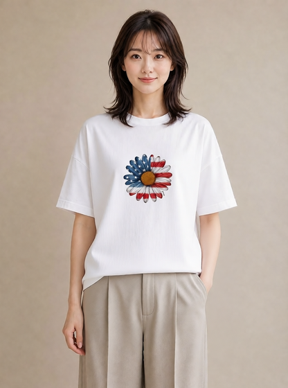 グラフィックTシャツ レディース デイジー 花 花柄 イラスト ポップ デート 帰省 白T YMAZO