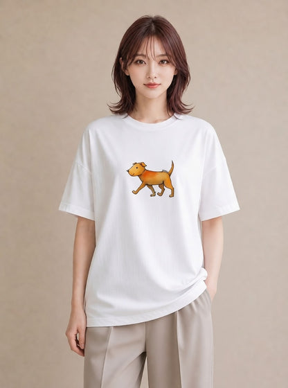 デザインTシャツ レディース 子犬 犬 いぬ イラスト 休日コーデ デイリーウェア 休日 白T YMAZO