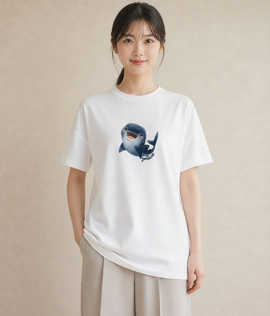 プリントTシャツ レディース マンボウ 海の生き物 海 イラスト 韓国風 普段着 週末コーデ 白T YMAZO