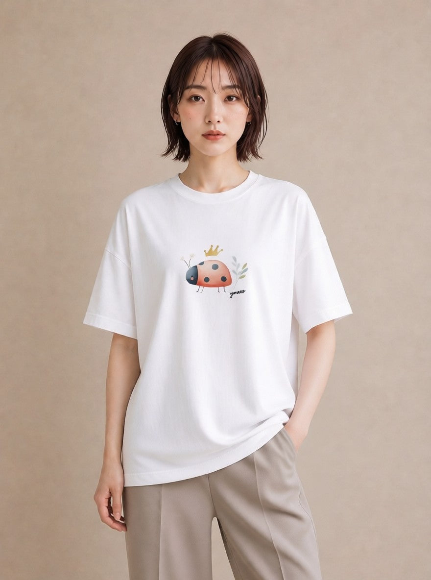 デザインTシャツ レディース てんとう虫 昆虫 虫 イラスト 休日コーデ 姉妹 送別ギフト 白T YMAZO