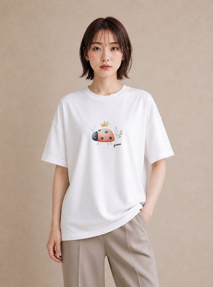 デザインTシャツ レディース てんとう虫 昆虫 虫 イラスト 休日コーデ 姉妹 送別ギフト 白T YMAZO