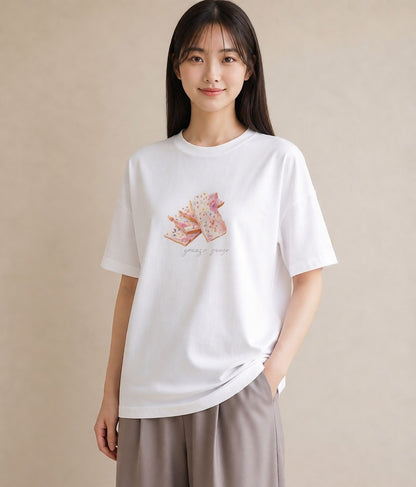半袖Tシャツ レディース だんご 食べ物 フード イラスト ミニマル 部屋着 女性向けギフト 白T YMAZO