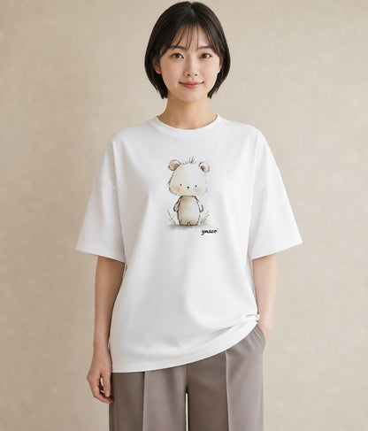 デザインTシャツ レディース キンクマハムスター ペット 動物 イラスト モード カフェ巡り 女子会 白T YMAZO
