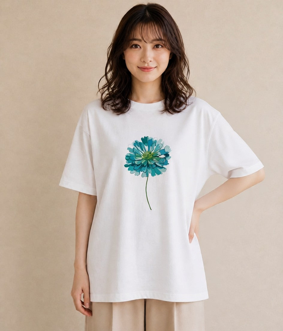 グラフィックTシャツ レディース クローバー 四つ葉 花 花柄 イラスト 綿100 デート 白T