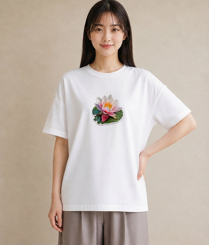 半袖Tシャツ レディース 彼岸花 花 花柄 イラスト ミニマル 在宅 公園 白T YMAZO