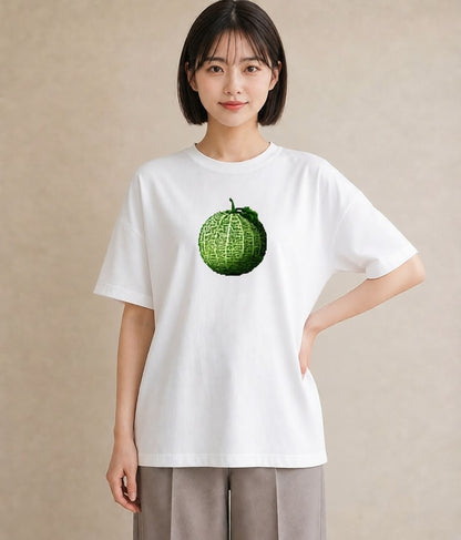 プリントTシャツ レディース メロン 食べ物 フード イラスト カフェコーデ 春服 ミセス 白T YMAZO
