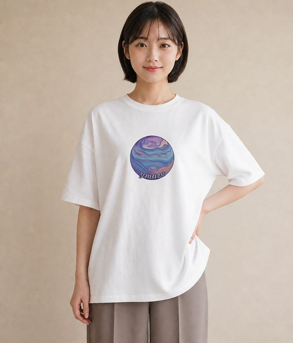 Tシャツ レディース プラネット 星空 宇宙 イラスト 北欧風 20代 カジュアルコーデ 白T YMAZO