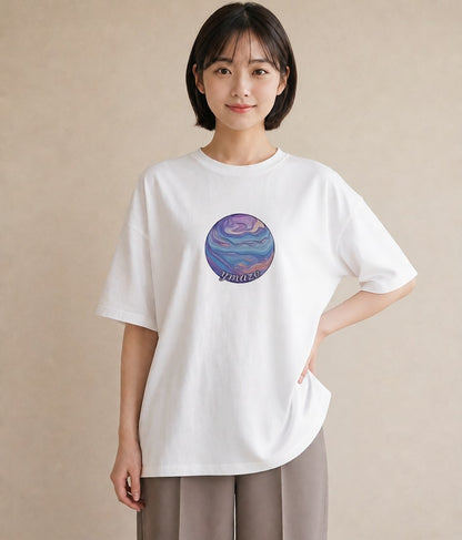 Tシャツ レディース プラネット 星空 宇宙 イラスト 北欧風 20代 カジュアルコーデ 白T YMAZO