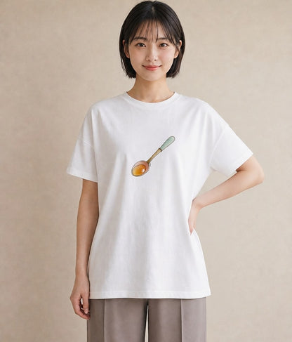 デザインTシャツ レディース 抹茶 食べ物 フード イラスト シック 海 カフェ巡り 白T YMAZO
