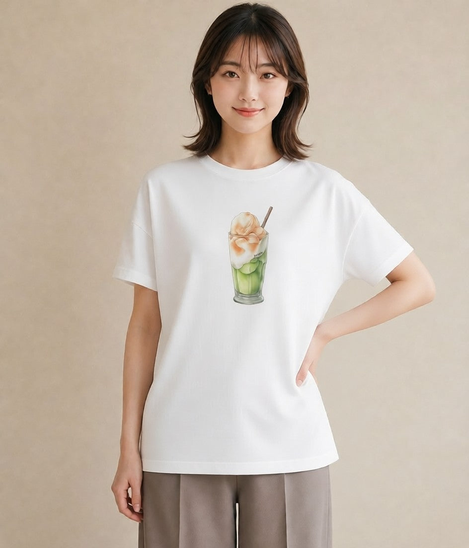 Tシャツ レディース プリン 食べ物 フード イラスト ヴィンテージ風 買い物 夏コーデ 白T YMAZO
