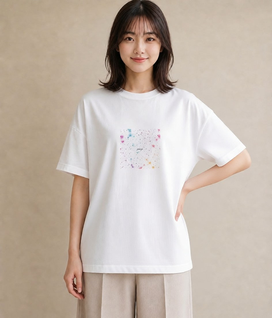 デザインTシャツ レディース 牡羊座 星空 宇宙 イラスト 敬老の日 ホワイトデー 白T YMAZO