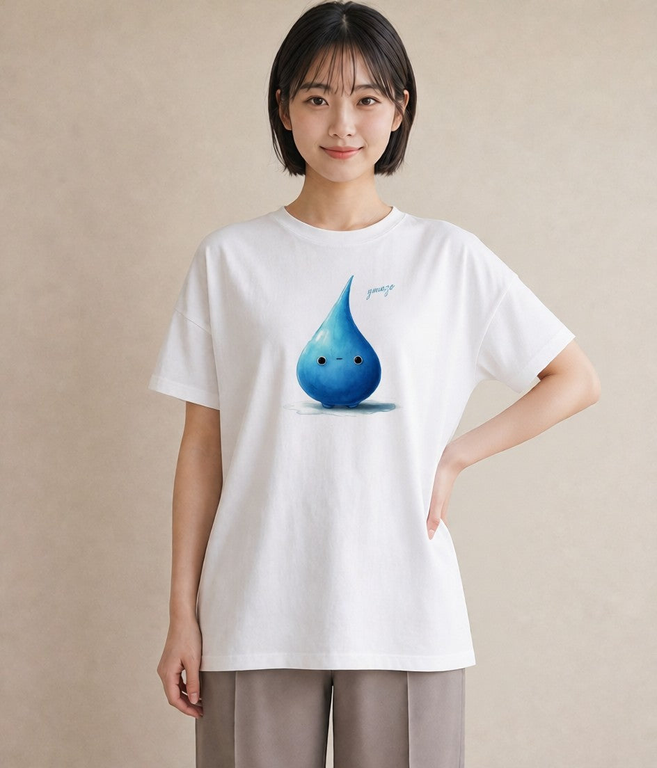 Tシャツ レディース 傘 水たまり 雨 ナチュラル アンティーク イラスト 休日コーデ カフェ巡り 女子会 白T YMAZO