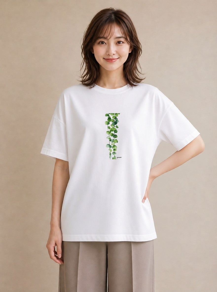 半袖Tシャツ レディース ユーカリ 植物 ボタニカル イラスト ゆるかわ 20代 カジュアルコーデ 白T YMAZO