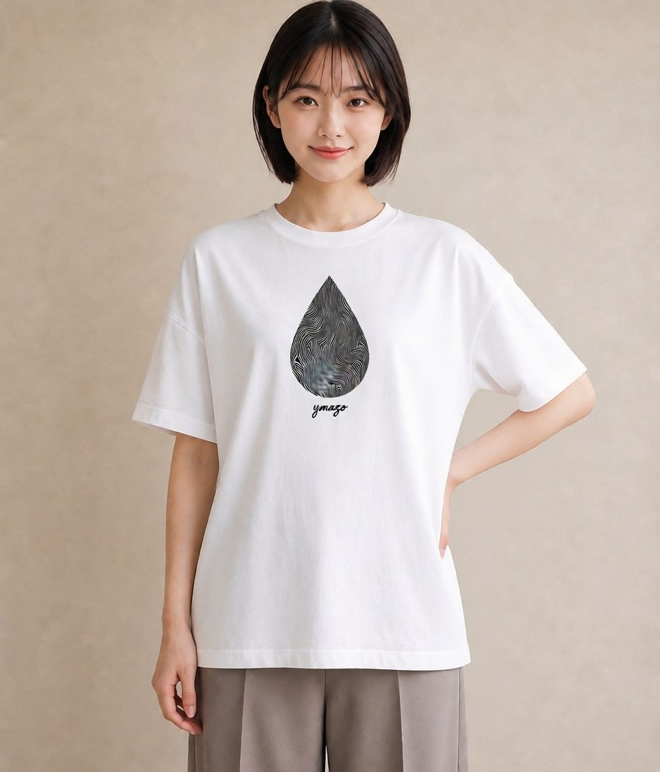 プリントTシャツ レディース 手鏡 アンティーク レトロ ナチュラル イラスト ママ カフェ服 白T YMAZO
