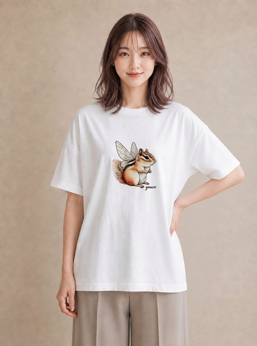 グラフィックTシャツ レディース デグー ペット 動物 イラスト ヴィンテージ風 誕生日プレゼント 綿100 白T YMAZO