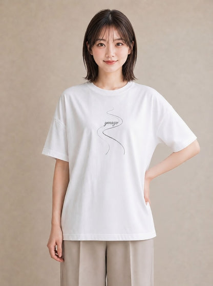 グラフィックTシャツ レディース 雨上がりの小道 雨上がり 小道 ナチュラル アンティーク イラスト 線画 旅行 母娘コーデ 白T YMAZO