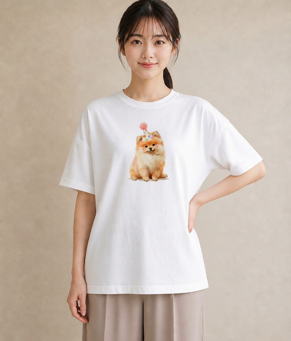 グラフィックTシャツ レディース ポメラニアン ポメ 犬 いぬ イラスト ボタニカル 姉妹 送別ギフト 白T YMAZO