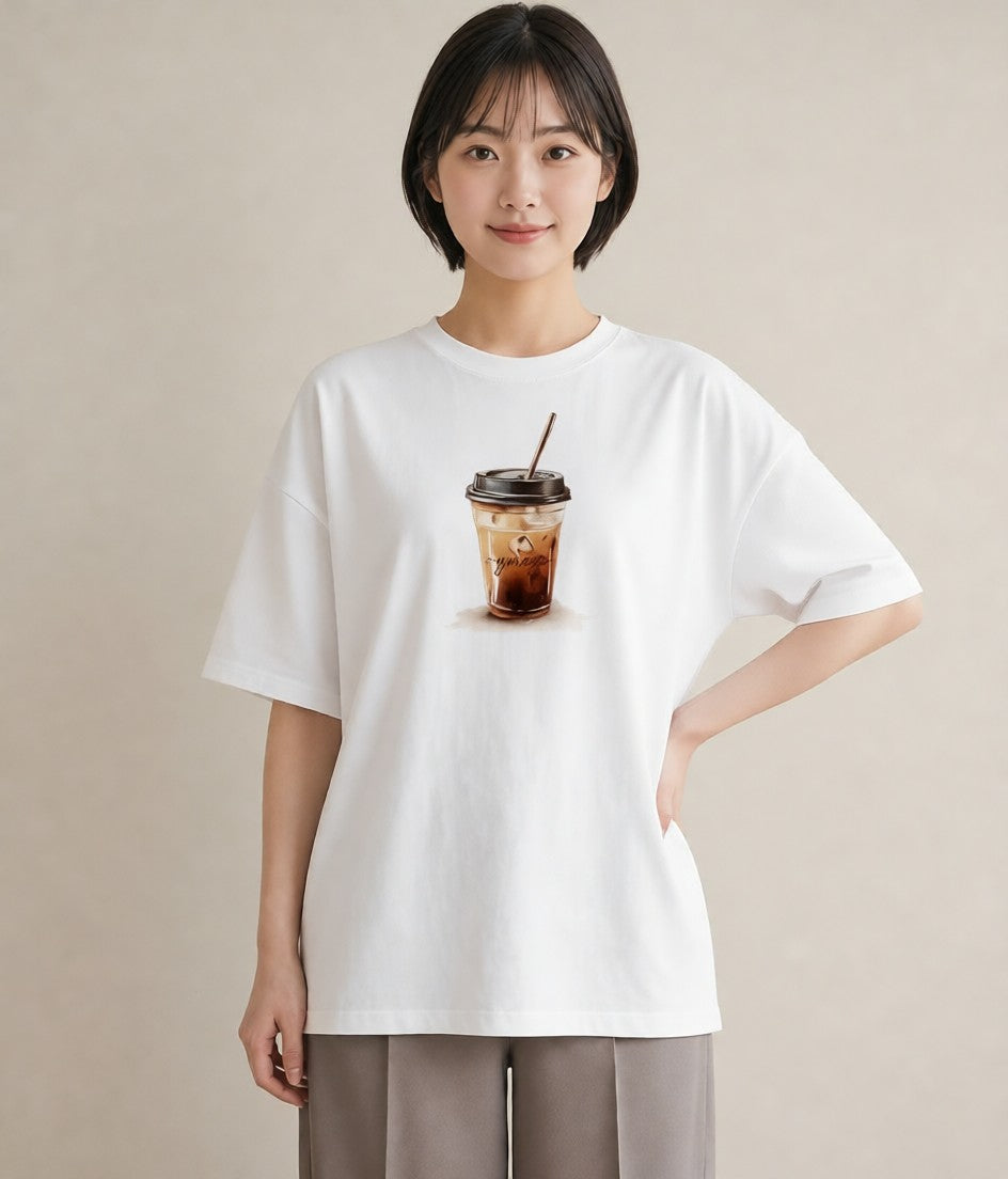半袖Tシャツ レディース カフェラテ 食べ物 フード イラスト きれいめ 春コーデ 姉妹 白T YMAZO