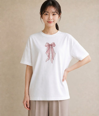 グラフィックTシャツ レディース レースハンカチ レース ハンカチ ナチュラル アンティーク イラスト レトロ 帰省 ラフ 白T YMAZO