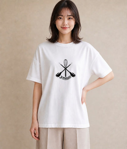 グラフィックTシャツ レディース 手鏡 アンティーク レトロ ナチュラル イラスト 淡色 レイヤード 友達ギフト 白T YMAZO