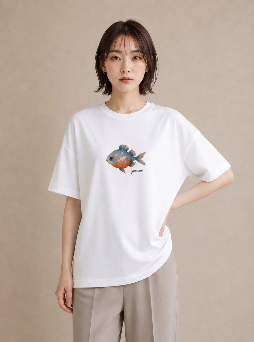 Tシャツ レディース カクレクマノミ 海の生き物 海 イラスト 韓国風 母娘コーデ 自分用 白T YMAZO