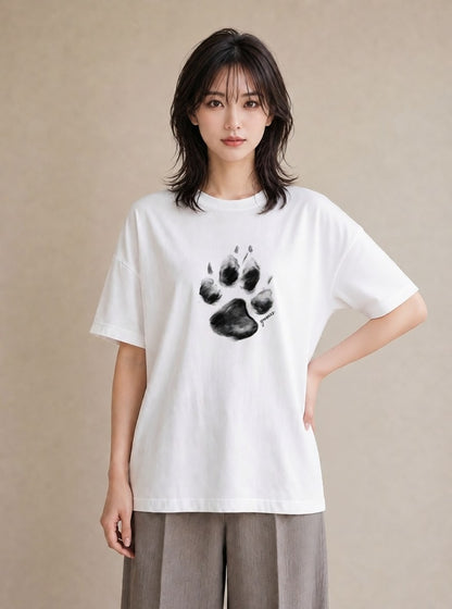 半袖Tシャツ レディース 猫の手 猫 ねこ イラスト 旅行コーデ 姉妹 送別ギフト 白T YMAZO