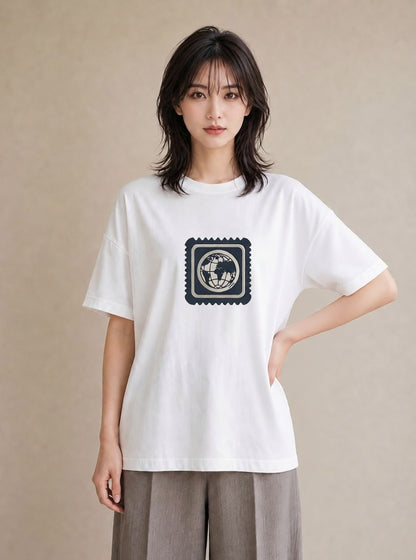 デザインTシャツ レディース 旅 トラベル スタンプ イラスト 手描き風 敬老の日 ホワイトデー 白T YMAZO