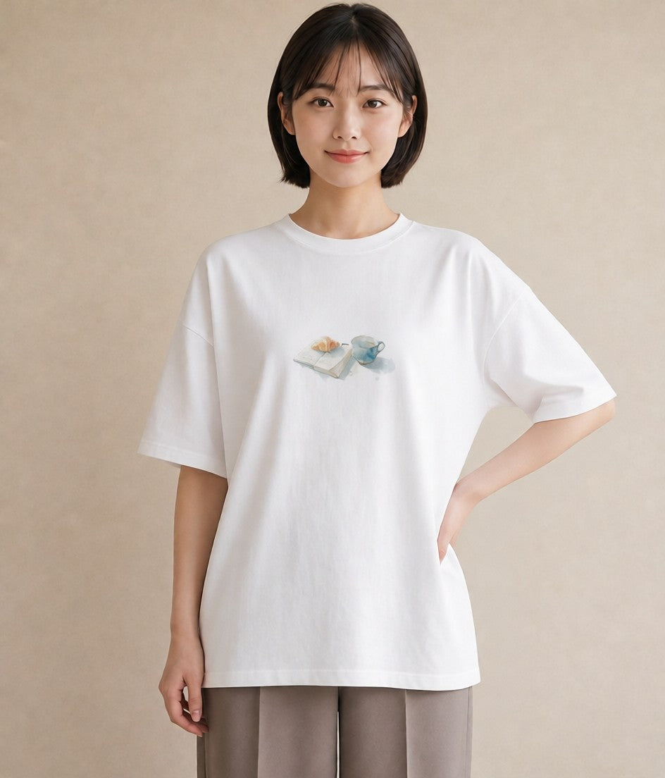 グラフィックTシャツ レディース クロワッサン 食べ物 フード イラスト 可愛い ギフト 母の日 白T YMAZO