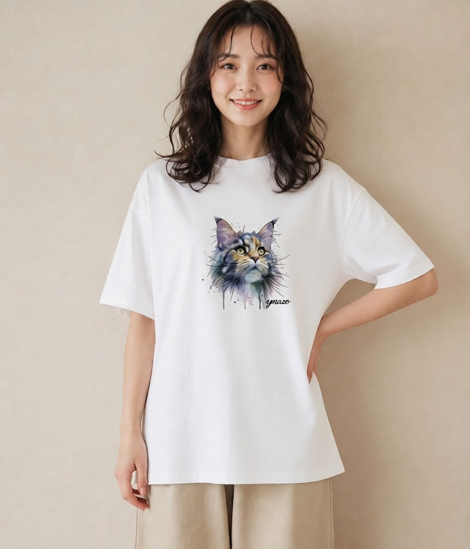 半袖Tシャツ レディース 猫の手 猫 ねこ イラスト シンプル お出かけ 普段着 白T YMAZO